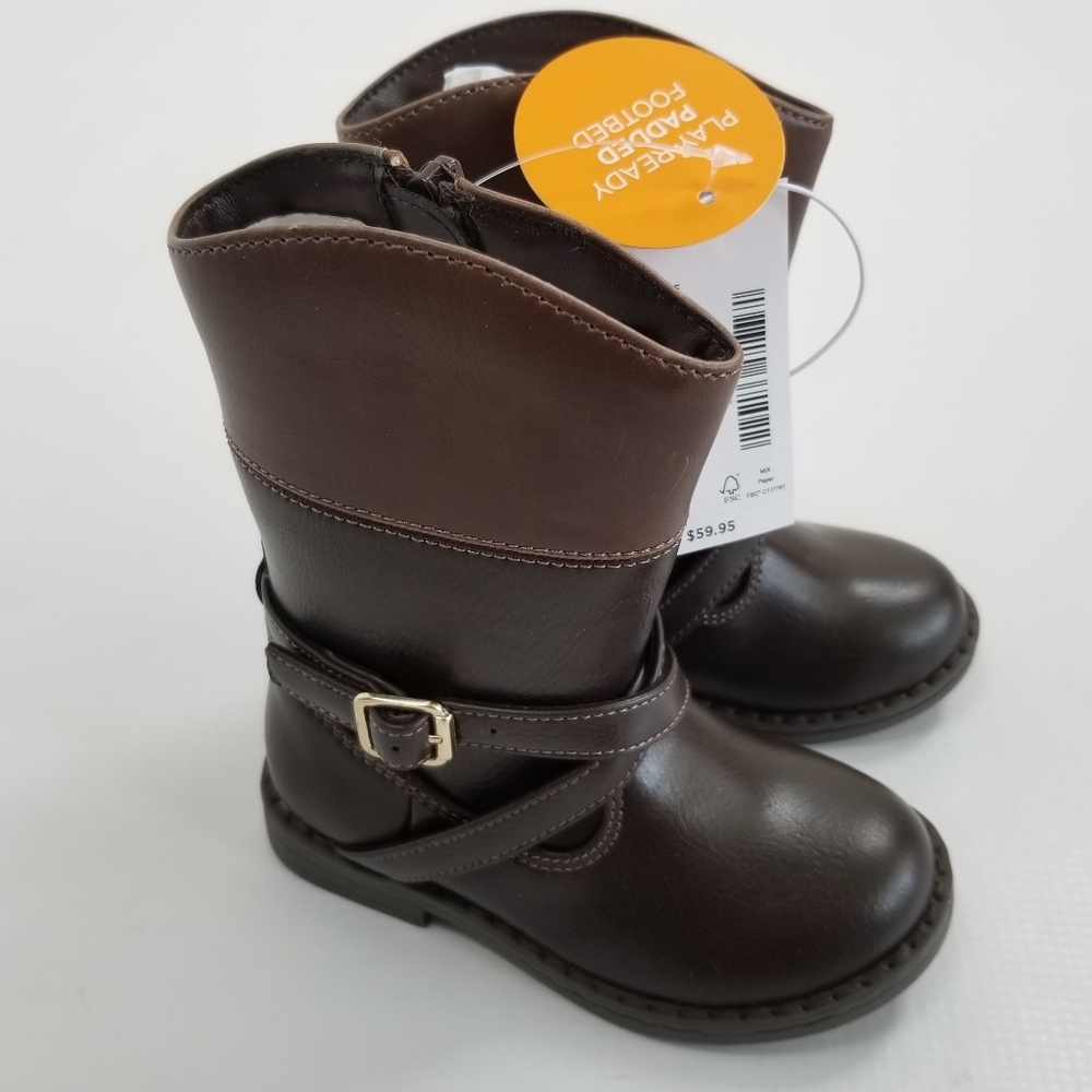 Gymboree Buckle Tall Boots Faux Leather Size 6 Toddler NWT